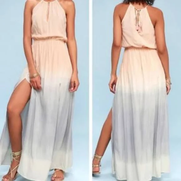 strapless open back dress AO76 Light Green Dip Dye Maya Dress – Ladida main image 1